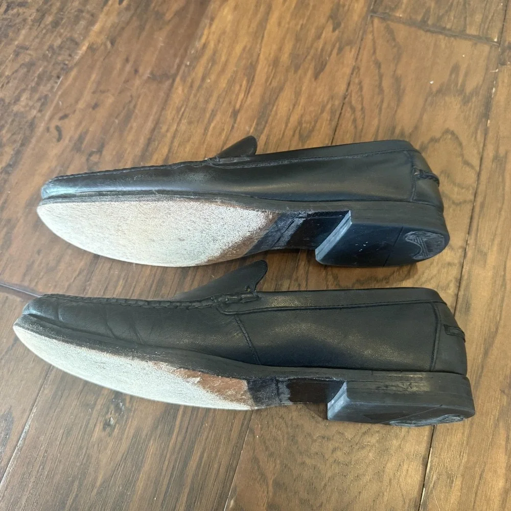 Cole Haan Shoes Mens 9.5 Black Leather Loafers Slip On Moc Toe Dress C12658 Nice